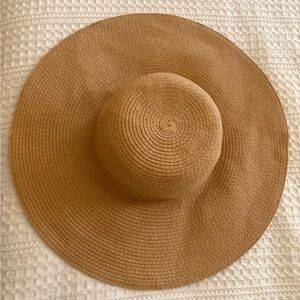 Floppy Wide Brim Straw Sun Hat - Brown
